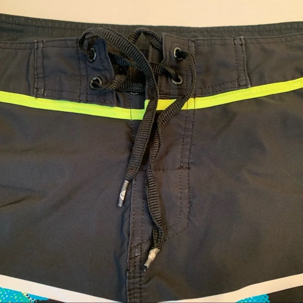 QUIKSILVER Black, Blue Green and Yellow Swim Trunks